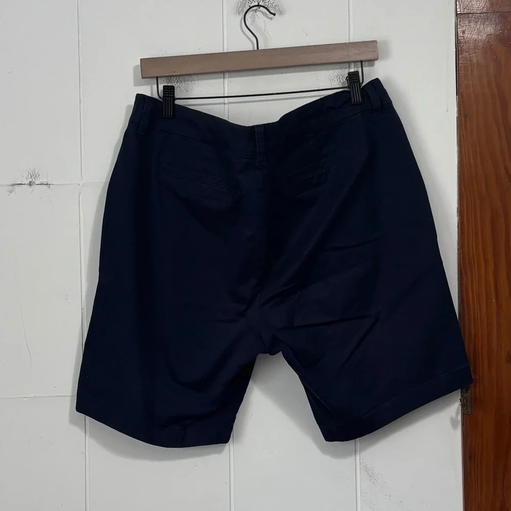J.Crew Womens Navy Blue Stretch Cotton Chino Shorts Size 14 Mid Rise Casual